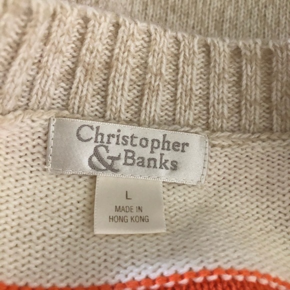 C&B Striped Cream/Bright Colors Cardigan -Sz. Lg. - Picture 4 of 6